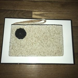 Gorgeous Beige Beaded Wristlet with Rosette!